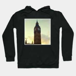 London Big Ben photoreal beautiful city purple pink aesthetic foggy design Hoodie